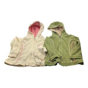 Lot of 2 Greendog Hoodies Baby Girl Size‎ 24M Zip Up Pink & Green Cotton Blend